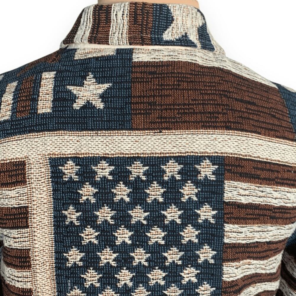Vintage Star-Spangled Bomber Jacket - Blue, Brown, Cream - Picture 4 of 11